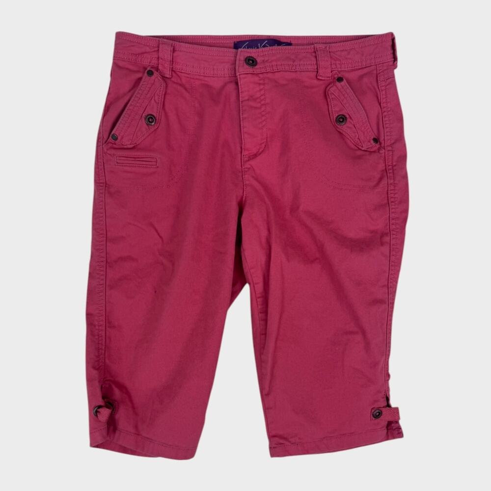 Gloria Vanderbilt 6P Petite Pink Denim Capri Long Shorts Pants